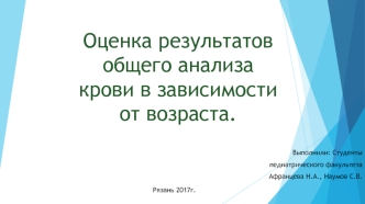 Общий анализ крови в зависимости от возраста