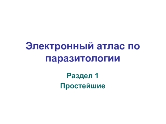 Электронный атлас по паразитологии. Раздел 1 Простейшие