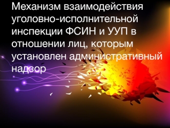 Механизм взаимодействия уголовно-исполнительной инспекции ФСИН и УУП в отношении лиц, которым установлен административный надзор