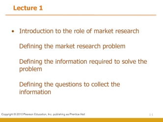 Lecture 01. Introduction to the role of market research