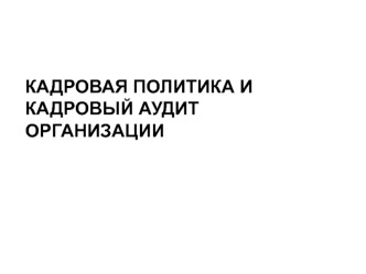 Кадровая политика организации как базовая концепция кадровой стратегии