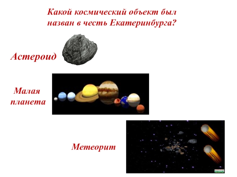 Какие космические объекты названы. Семейства астероидов. Какой космический объект был назван в честь Екатеринбурга. Малая Планета Екатеринбург.