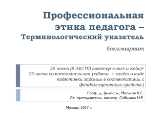 Профессиональная этика педагога – Терминологический указатель