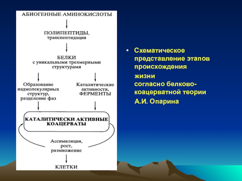 Схема гипотезы возникновения жизни