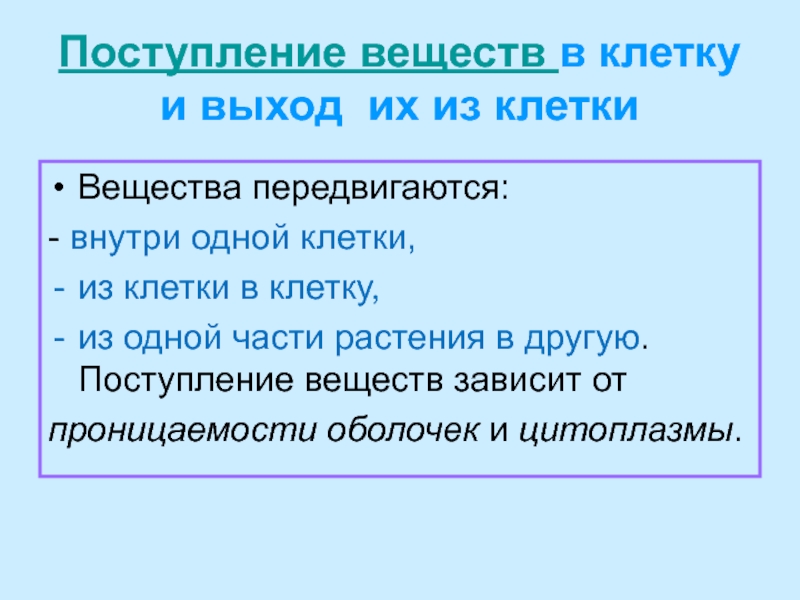 Поступление веществ в клетку схема