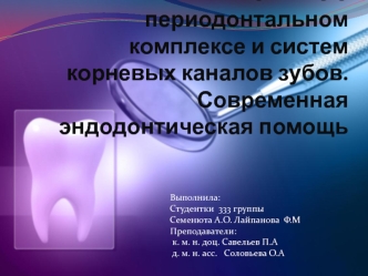 Понятие о периодонтальном комплексе и систем корневых каналов зубов. Современная эндодонтическая помощь