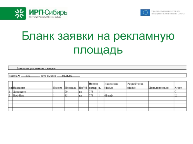 Форма заявка социального проекта