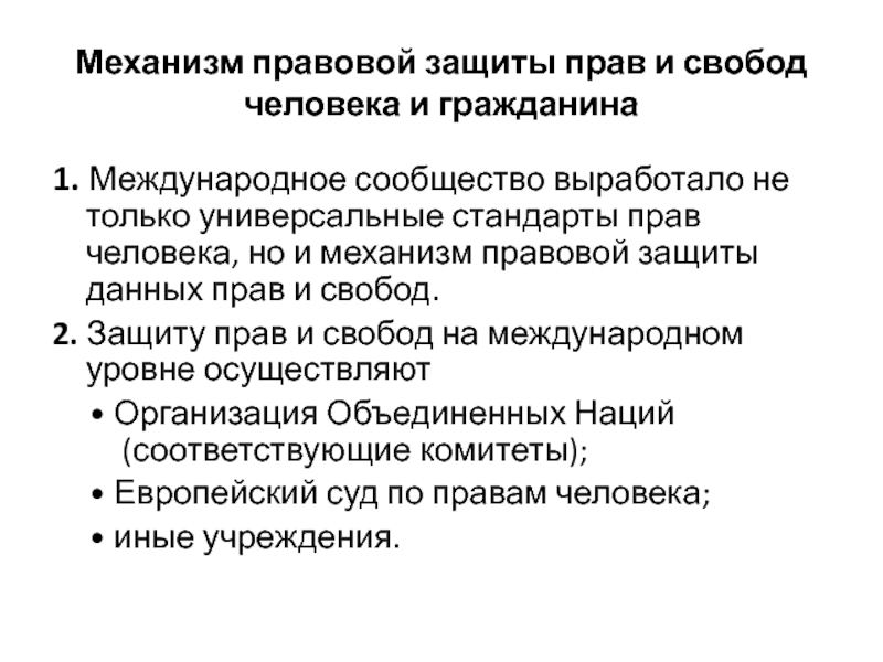 Гражданские права и свободы и механизмы их обеспечения план