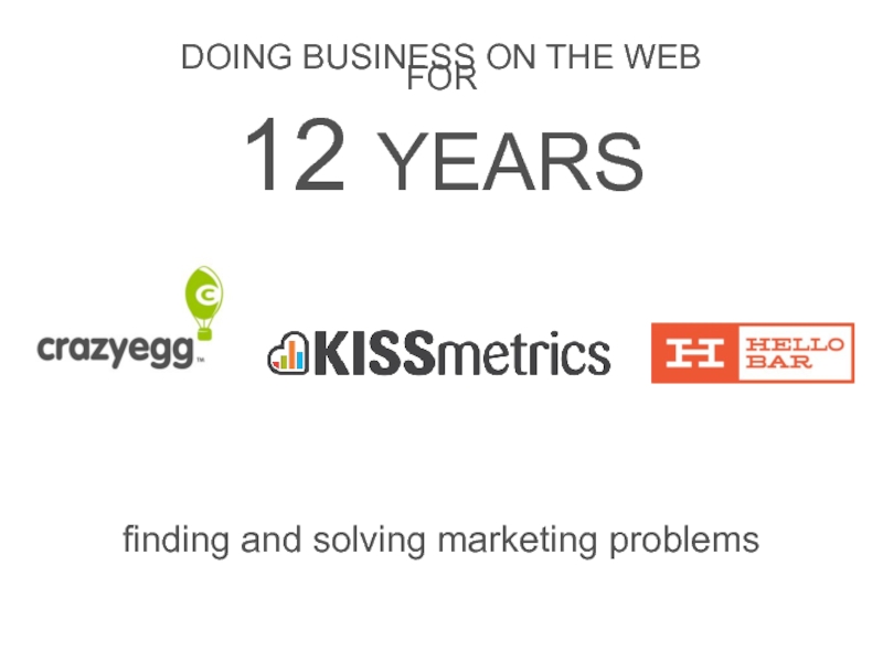 DOING BUSINESS ON THE WEB FOR 12 YEARS finding and solving marketing problems