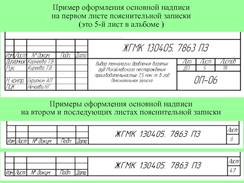 Штамп для пояснительной записки проекта гост