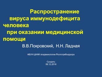 Распространение вируса иммунодефицита человека при оказании медицинской помощи