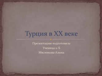 Турция конец XIX - начало XX века