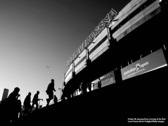 Friday 30 January.Fans arriving at the Rod Laver Arena.Vince Caligiuri/Getty Images