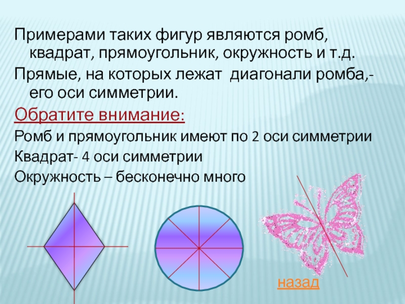 Ось симметрии окружности. Прямоугольник имеет центр симметрии. Ромб имеет осей симметрии. Сколько осей симметрии имеет прямоугольник. Ромб имеет четыре оси симметрии.