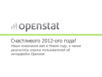 Счастливого 2012-ого года!
Наши пожелания вам в Новом году, а также результаты опроса пользователей об интерфейсе Openstat