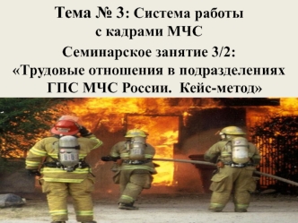 Система работы с кадрами МЧС. Трудовые отношения в подразделениях ГПС МЧС России. Кейс-метод. (Тема 3.2)