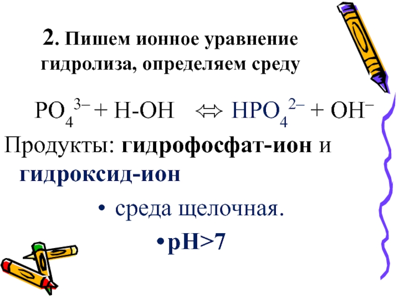 Гидрофосфат железа 2 формула. Уравнение гидролиза.