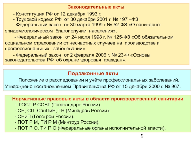 Реферат: Законодательство в области производственной санитарии и гигиены труда