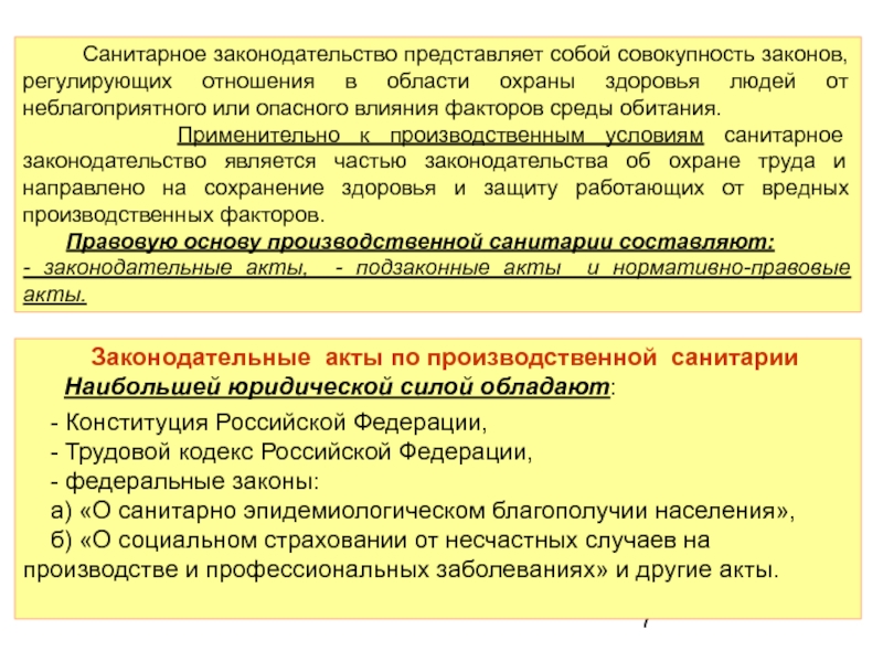 Реферат: Законодательство в области производственной санитарии и гигиены труда