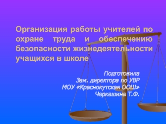 Организация работы учителей по охране труда и обеспечению безопасности жизнедеятельности учащихся в школе