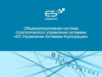 Общекорпоративная система стратегического управления активамиE5 Управление Активами Корпорации