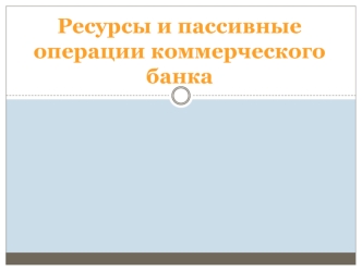 Ресурсы и пассивные операции коммерческого банка. Собственный капитал банка