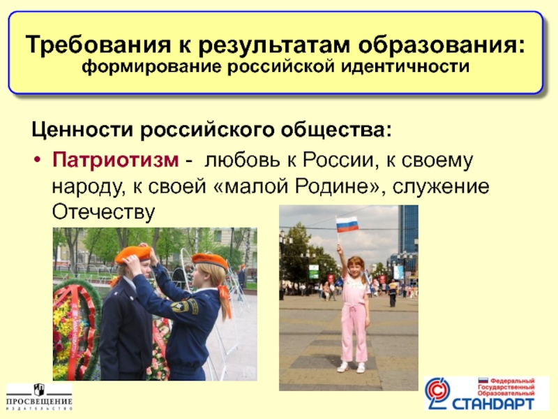 Ценности российского общества:Патриотизм - любовь к России, к своему народу, к
