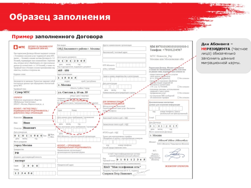 Новый образец заполнения