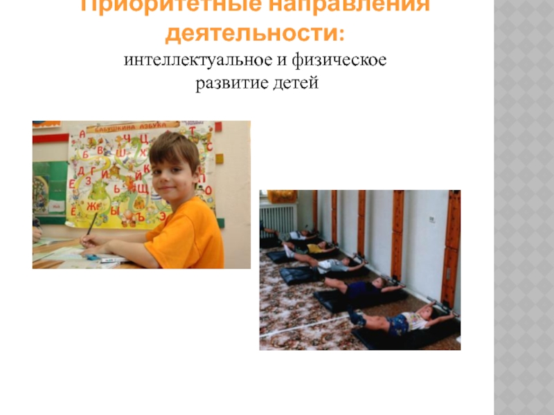 Приоритетные направления деятельности: интеллектуальное и физическое  развитие детей
