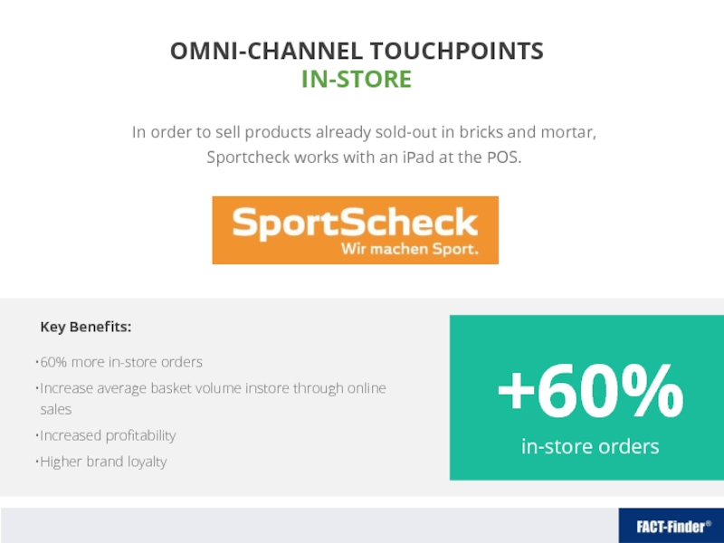OMNI-CHANNEL TOUCHPOINTS IN-STORE In order to sell products already sold-out in