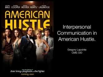 Interpersonal Communication in American Hustle.

Gregory Lapointe
CMS 330