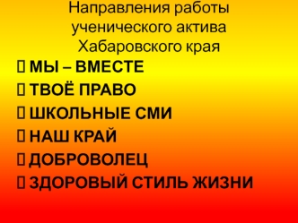 Направления работы ученического актива Хабаровского края