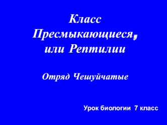 Класс Пресмыкающиеся, или Рептилии