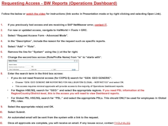 Requesting Access - BW Reports (Operations Dashboard)