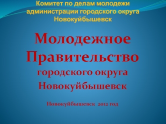 Молодежное Правительство городского округа 
Новокуйбышевск

Новокуйбышевск  2012 год