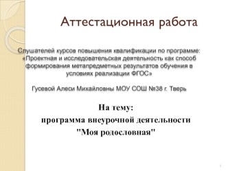 Аттестационная работа. Программа внеурочной деятельности 