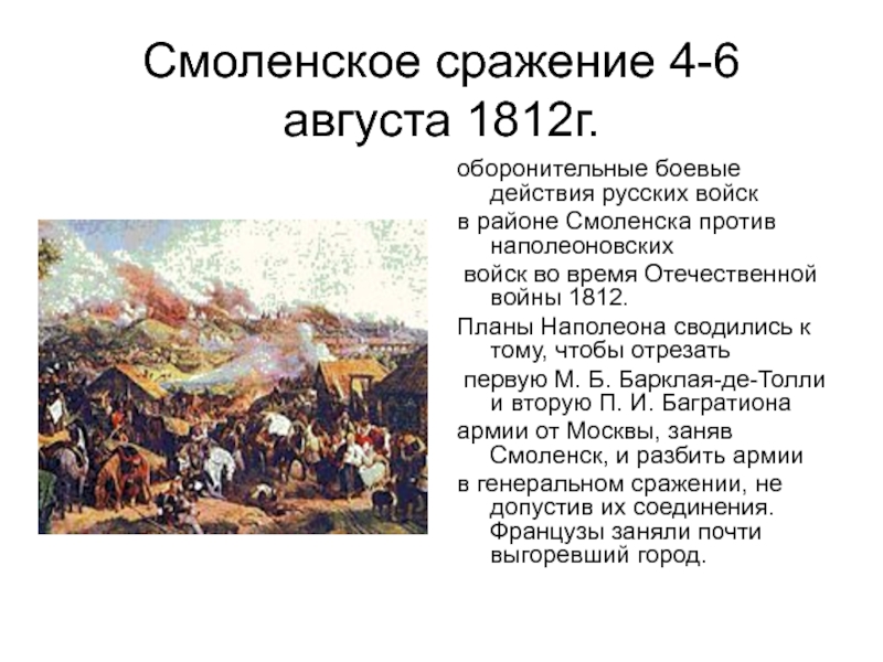 Смоленское сражение 1812 карта сражения