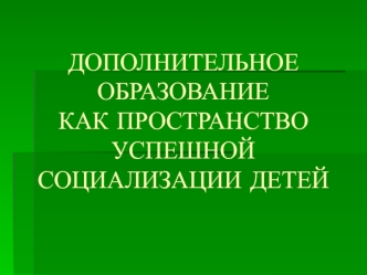 ДОПОЛНИТЕЛЬНОЕОБРАЗОВАНИЕ КАК ПРОСТРАНСТВО УСПЕШНОЙ СОЦИАЛИЗАЦИИ ДЕТЕЙ