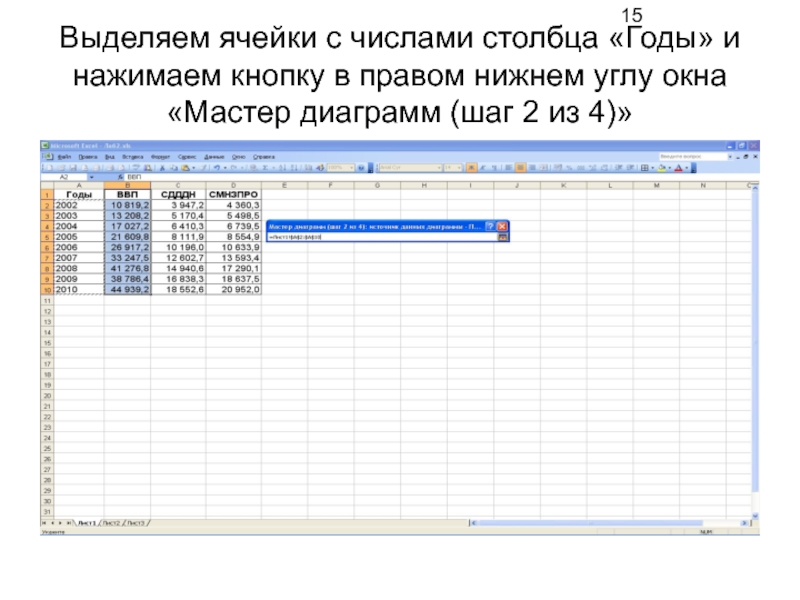 Год столбцы. Выделенная ячейка. Как выделить ячейку в excel для диаграммы. Как выделить несмежные ячейки. Количество ячеек выделенных показать число.