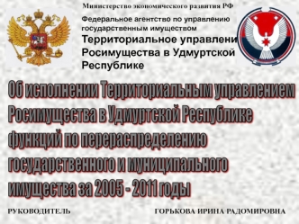 Федеральное агентство по управлению государственным имуществом
Территориальное управление Росимущества в Удмуртской Республике