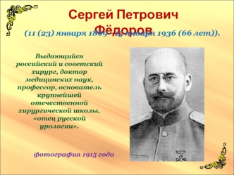 Сергей Петрович Фёдоров (11 (23) января 1869 - 15 января 1936)