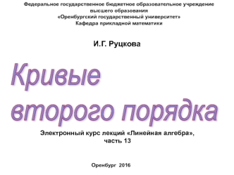 Линейная алгебра. Кривые второго порядка. (Часть 11)