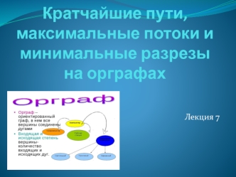 Кратчайшие пути, максимальные потоки и минимальные разрезы на орграфах