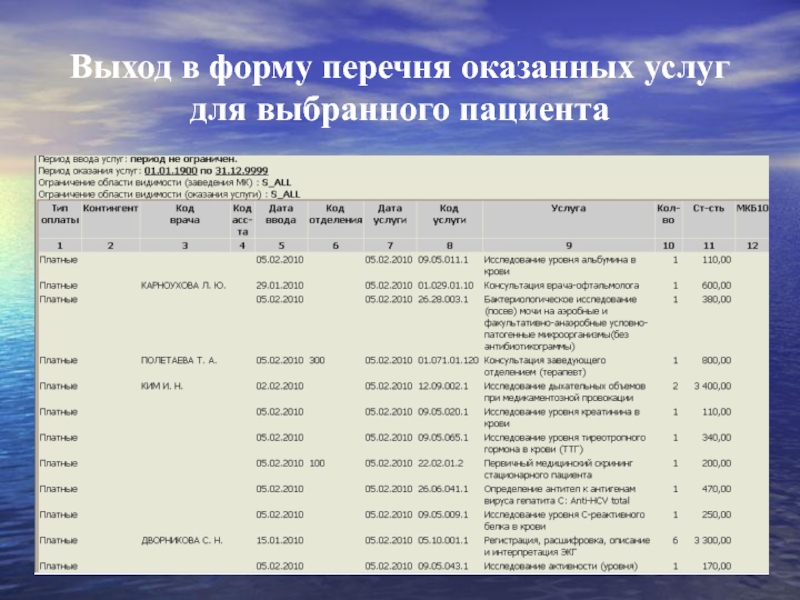 Форма списка. Перечень оказываемых услуг. Реестр оказанных услуг. Реестр оказания медицинских услуг бланк.