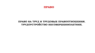 Право на труд и трудовые правоотношения. Трудоустройство несовершеннолетних