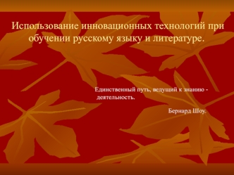 Использование инновационных технологий при обучении русскому языку и литературе.