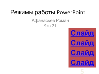 Режимы работы PowerPoint