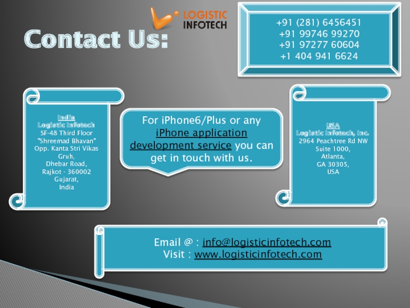 Contact Us:  For iPhone6/Plus or any iPhone application development service you can get in touch with