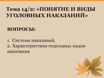 Понятие и виды уголовных наказаний (2)