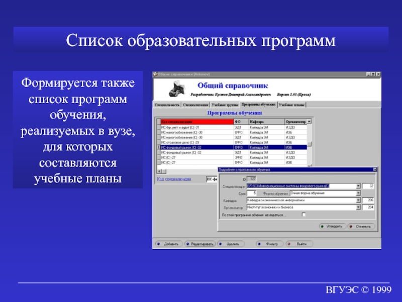 Реестр учебных программ. Список образовательных программ. Программа подготовки в вузе это. Учебная программа список. ВУЗОВСКАЯ программа.